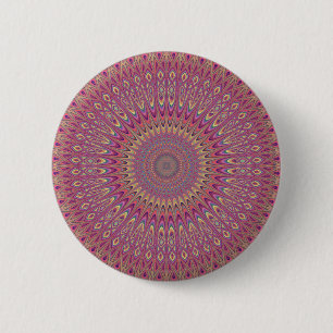 Hippie grid mandala 6 cm round badge