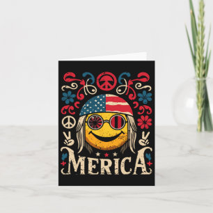 Hippie Groovy Face July 4th Us Flag Groovy Decor M Card