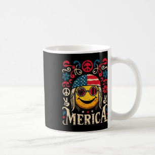 Hippie Groovy Face July 4th Us Flag Groovy Decor M Coffee Mug