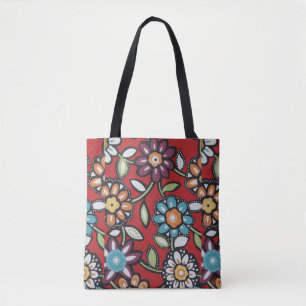 hippie groovy flower power tote bag
