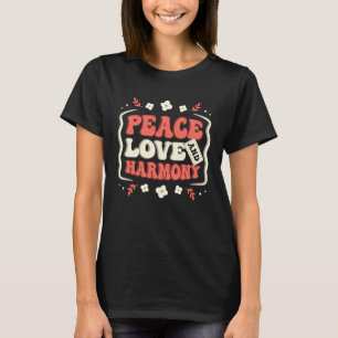 Hippie Groovy FlowerPower Woodstock Bohemian Peac T-Shirt
