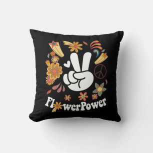 Hippie Groovy FlowerPower Woodstock Bohemian Peace Cushion