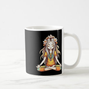 Hippie Groovy Girl Full Lotus Yoga Pose Art Illust Coffee Mug