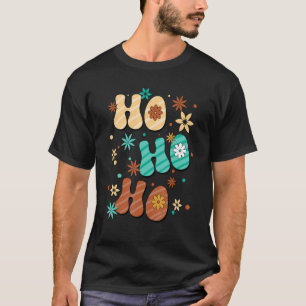 Hippie Groovy Ho Ho Ho Xmas Smiling Christmas For T-Shirt