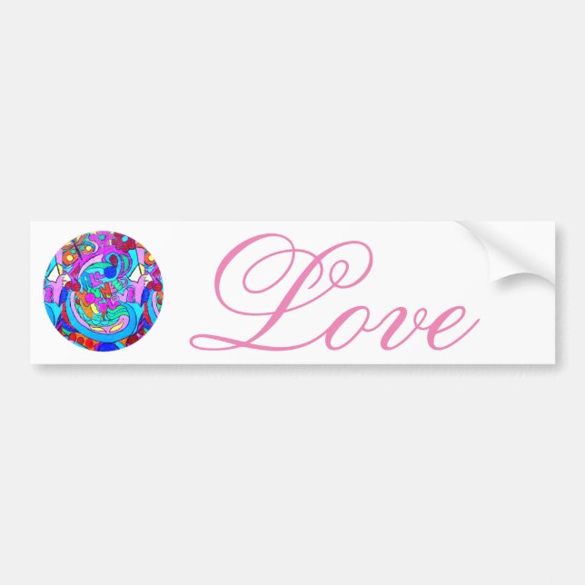 hippie groovy love bumper sticker (Front)