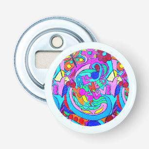 hippie groovy love circle bottle opener