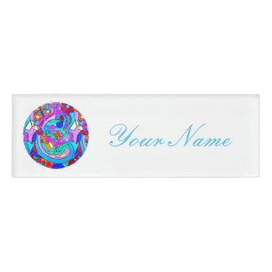 hippie groovy love circle name tag