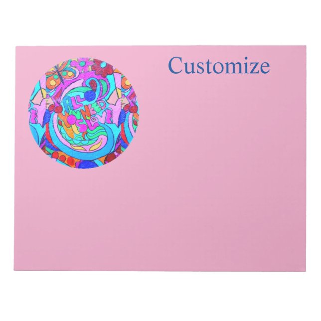 hippie groovy love circle notepad (Front)