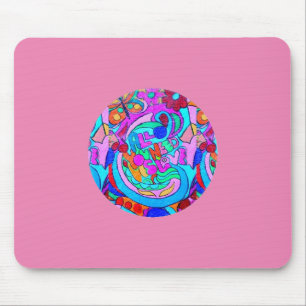hippie groovy love circle pink mouse mat