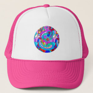 hippie groovy love circle trucker hat