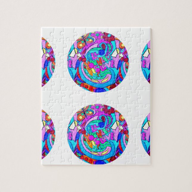 hippie groovy love circles jigsaw puzzle (Vertical)
