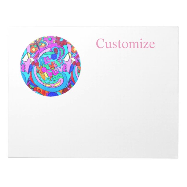 hippie groovy love circles notepad (Front)