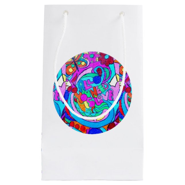 hippie groovy love circles small gift bag (Front)