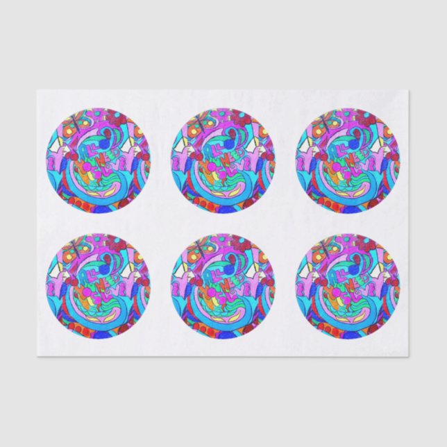 hippie groovy love circles tissue paper (Front)