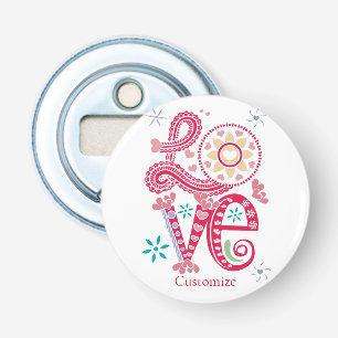 Hippie Groovy Love Sign Thunder_Cove Bottle Opener