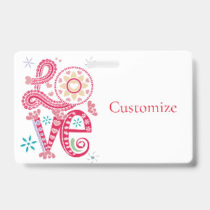 Hippie Groovy Love Sign Thunder_Cove ID Badge