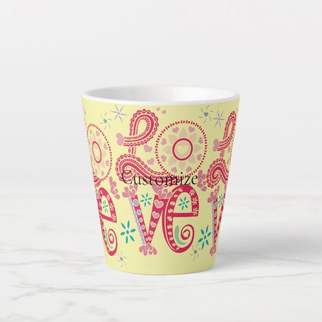 Hippie Groovy Love Sign Thunder_Cove Latte Mug (Front)