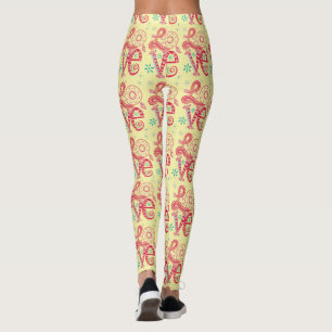 Hippie Groovy Love Sign Thunder_Cove Leggings