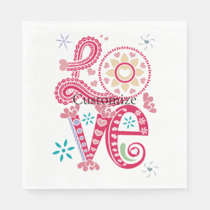 Hippie Groovy Love Sign Thunder_Cove Napkin
