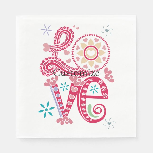 Hippie Groovy Love Sign Thunder_Cove Napkin (Front)