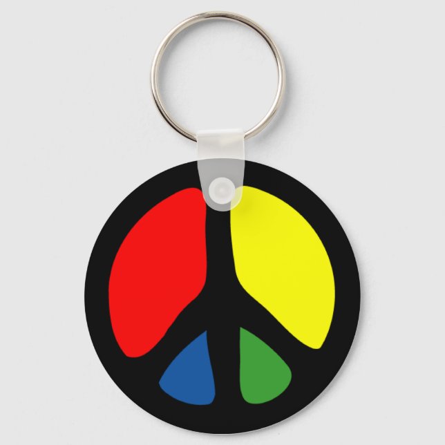 Hippie Groovy Peace Symbol Key Ring (Front)