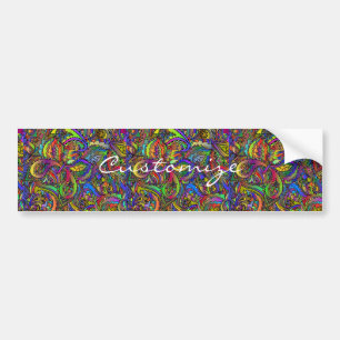 Hippie Groovy Psychedelic Design Thunder_Cove Bumper Sticker