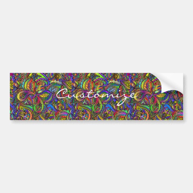 Hippie Groovy Psychedelic Design Thunder_Cove Bumper Sticker (Front)