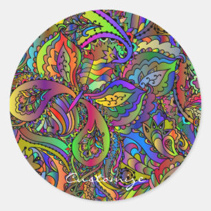 Hippie Groovy Psychedelic Design Thunder_Cove Classic Round Sticker