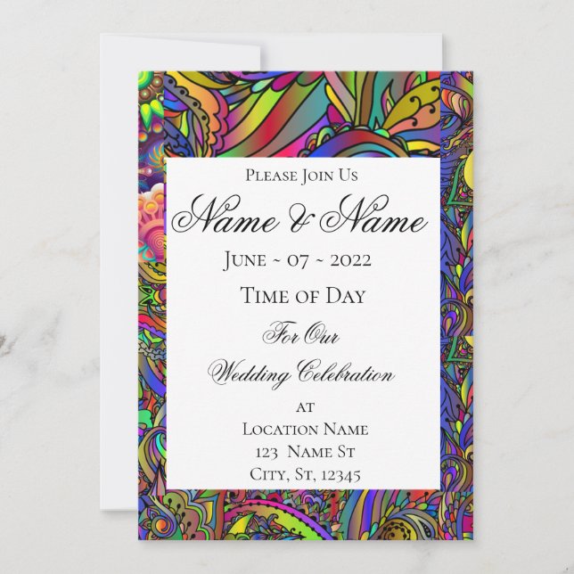 Hippie Groovy Psychedelic Design Thunder_Cove Invitation (Front)