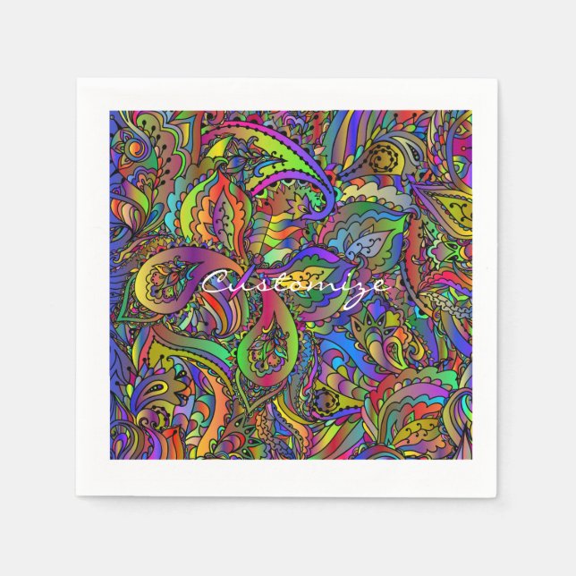 Hippie Groovy Psychedelic Design Thunder_Cove Napkin (Front)