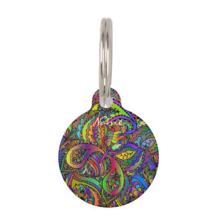 Hippie Groovy Psychedelic Design Thunder_Cove Pet Tag