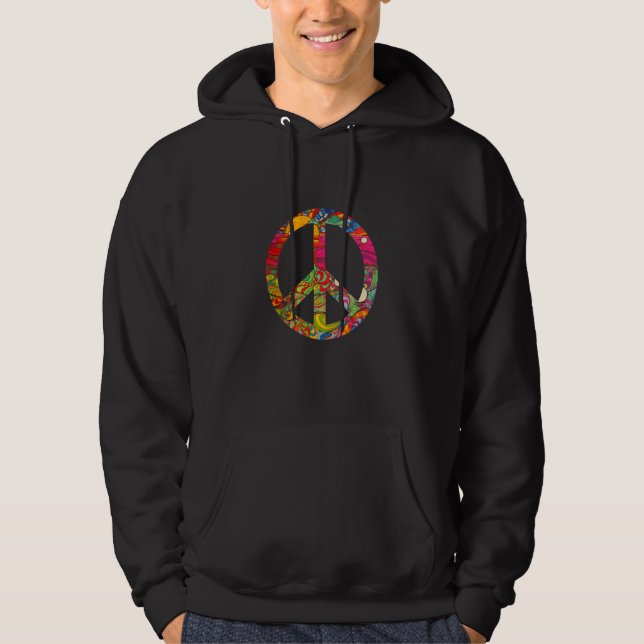 Hippie   Groovy Psychedelic Woodstock Bohemian Pea Hoodie (Front)