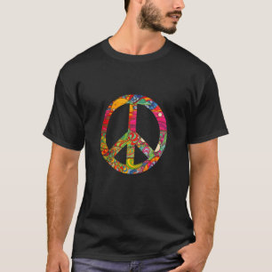 Hippie Groovy Psychedelic Woodstock Bohemian Pea T-Shirt