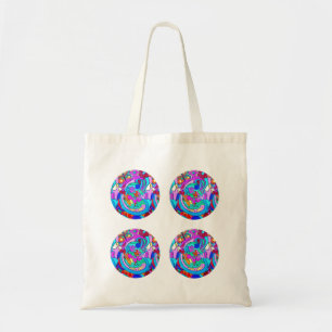 hippie groovy retro love circles tote bag