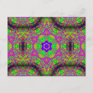 hippie groovy six-point star postcard