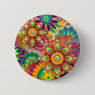 Hippie Groovy Techno Psychedelic Thunder_Cove 6 Cm Round Badge