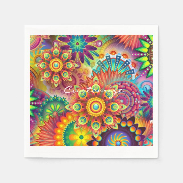 Hippie Groovy Techno Psychedelic Thunder_Cove Napkin (Front)