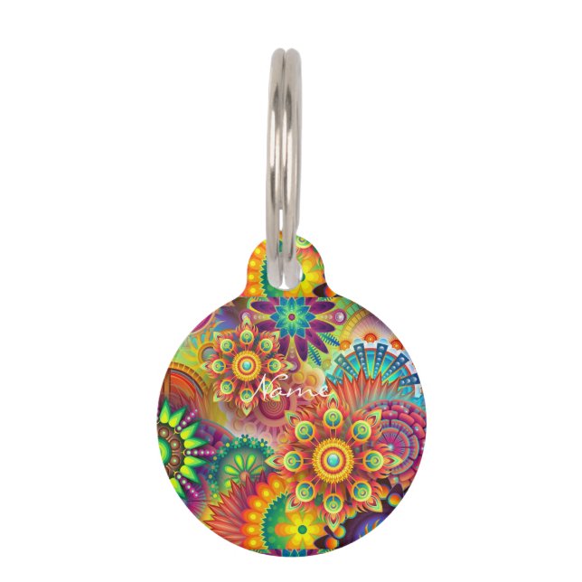 Hippie Groovy Techno Psychedelic Thunder_Cove Pet Tag (Front)