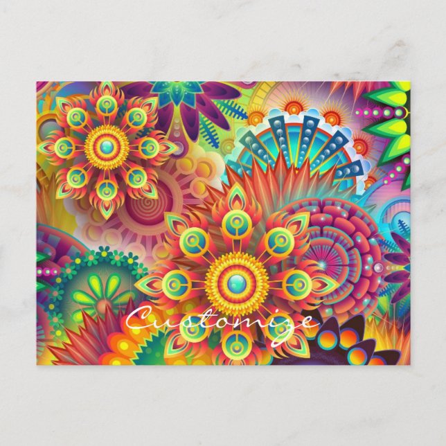 Hippie Groovy Techno Psychedelic Thunder_Cove Postcard (Front)
