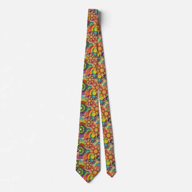 Hippie Groovy Techno Psychedelic Thunder_Cove Tie (Front)