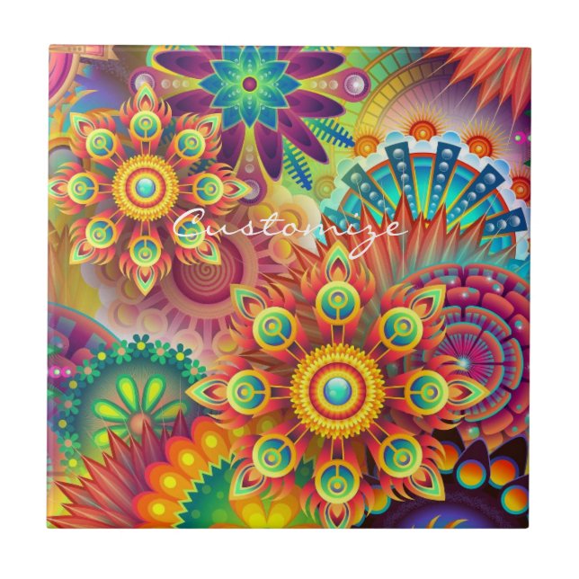 Hippie Groovy Techno Psychedelic Thunder_Cove Tile (Front)