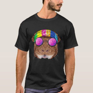 Hippie Guinea Pig Love Peace Sign 70s Hippie Anima T-Shirt