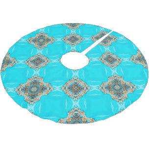 Hippie Gypsy Ethnic turquoise aqua blue bohemian Brushed Polyester Tree Skirt