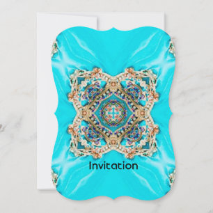 Hippie Gypsy Ethnic turquoise aqua blue bohemian Invitation