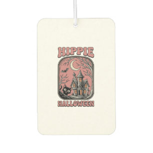 Hippie Halloween Cat Haunted House Vintage Design_ Car Air Freshener