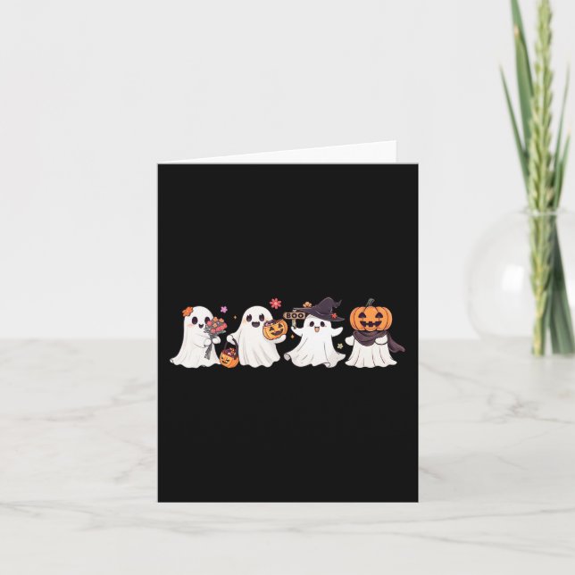 Hippie Halloween Cute Ghost Boo Spooky Season Pump Card (Front)