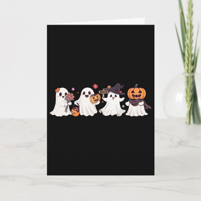 Hippie Halloween Cute Ghost Boo Spooky Season Pump Card (Front)