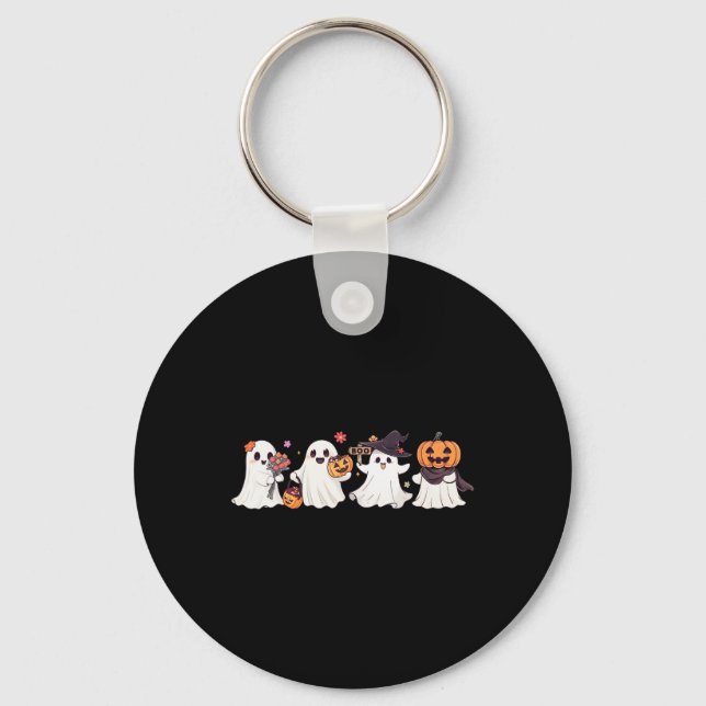 Hippie Halloween Cute Ghost Boo Spooky Season Pump Key Ring (Front)