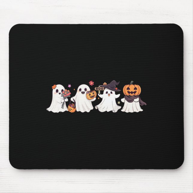 Hippie Halloween Cute Ghost Boo Spooky Season Pump Mouse Mat (Front)