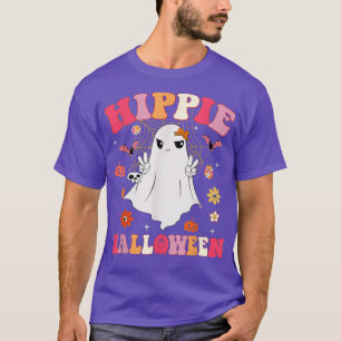 Hippie Halloween Cute Ghost Spooky Pumpkin Groovy T-Shirt